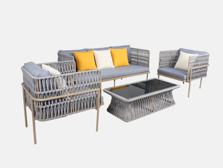 Geflochtenes graues modernes Outdoor-Sofa-Set