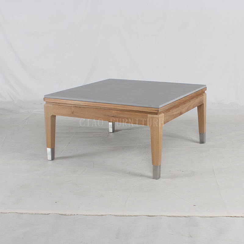 Quadratischer moderner Gartentisch aus grauem Holzschiefer